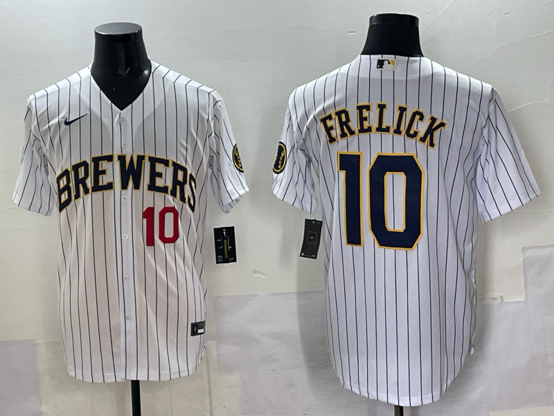 Men Milwaukee Brewers #10 Frelick white 2025 Nike NFL JERSEY 003->milwaukee brewers->MLB Jersey